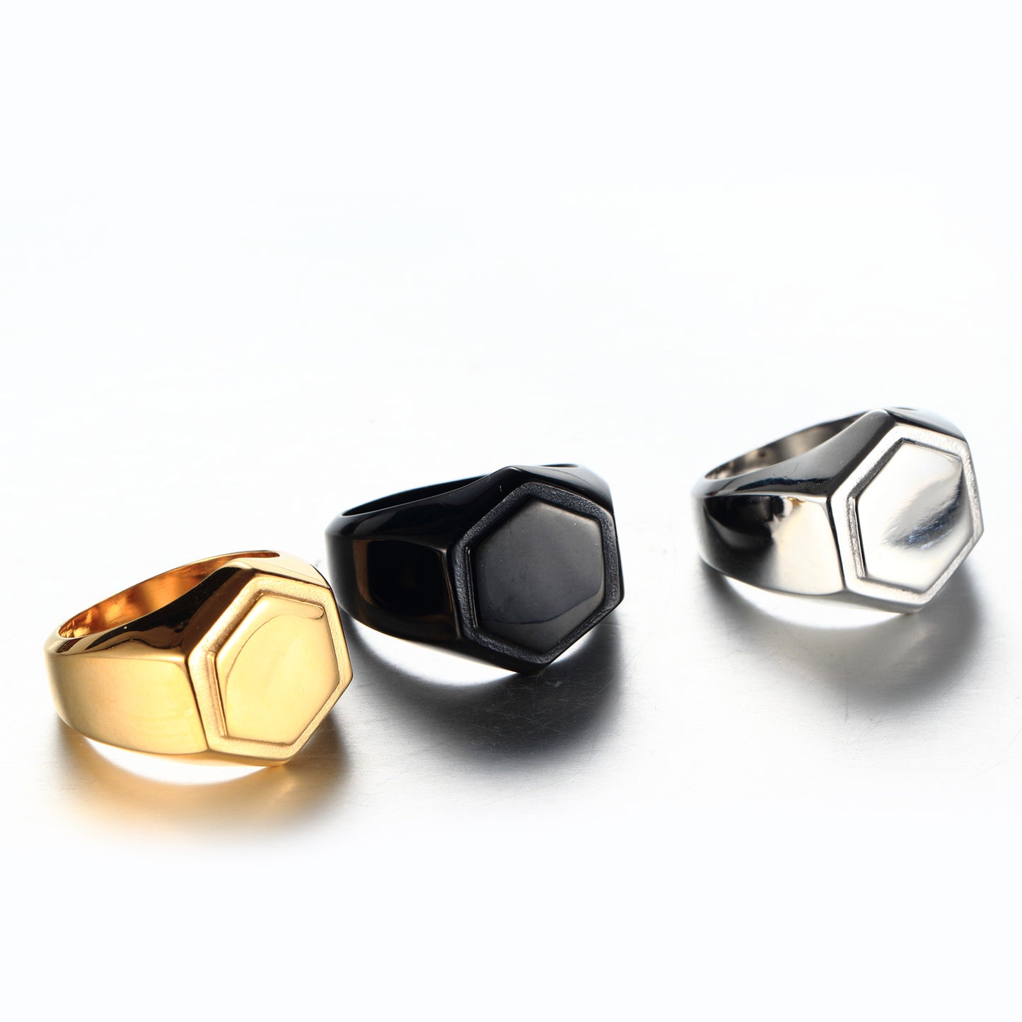 Elegance Epoch: Hexagonal Titanium Steel Ring