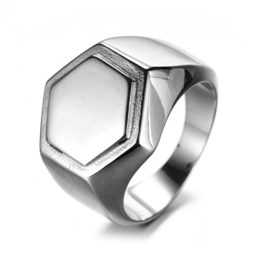 Elegance Epoch: Hexagonal Titanium Steel Ring